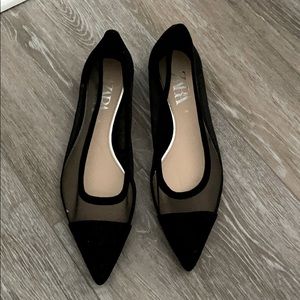 Zara mesh paneled pointed toe black flats